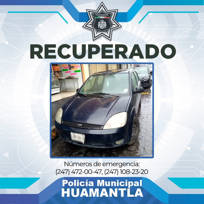 Asegura Policía Municipal de Huamantla vehículo con reporte de robo